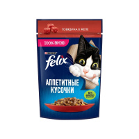 Felix Корм влажный для кошек Аппетитные кусочки с говядиной в желе 75 гр