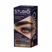 Studio Стойкая крем-краска для бровей и ресниц Professional с эффектом татуажа Экстра черная 20 мл