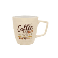 Кружка керамическая Coffee time бежевая 395 мл