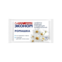 Эконом Smart Влажные салфетки Лимон и ромашка 15 шт