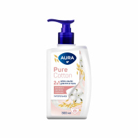 Aura Крем-мыло 2в1 для рук и тела Pure Cotton Хлопок и Овсяное молочко 300 мл