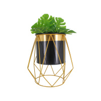 Настольное кашпо для цветов металлическое на пластиковой подставке 25x25x26 см