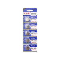 T&E Батарейки литиевые 3V тип CR1632 5 шт